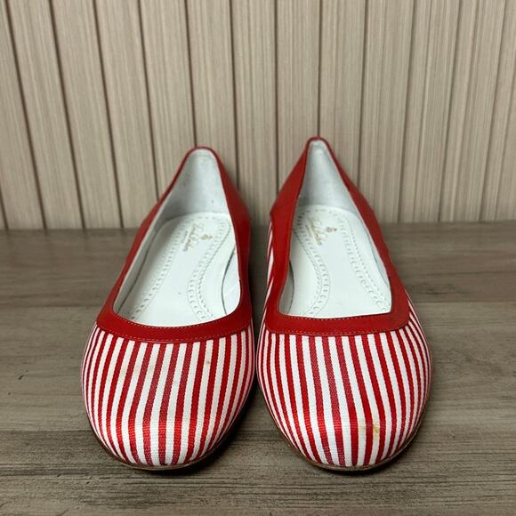 Brooks Brothers Red & White Striped Leather Ballet Flats Women’s Size 9.5 - Picture 3 of 9